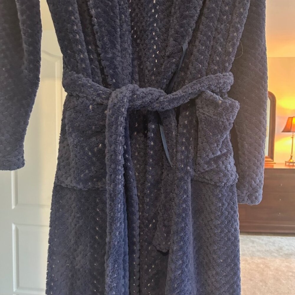 Sleepyheads Plush Navy Robe Women’s M Soft Fleece Tie Waist